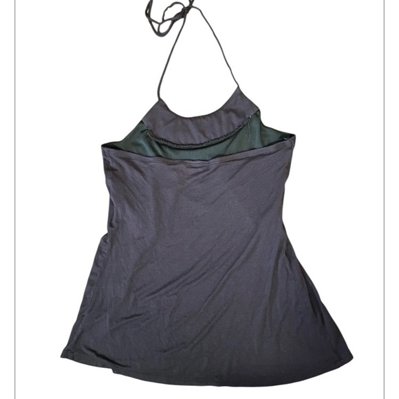 A.Byer Brown Rayon Blend Halter Top with blue beaded neck size medium - Picture 2 of 8